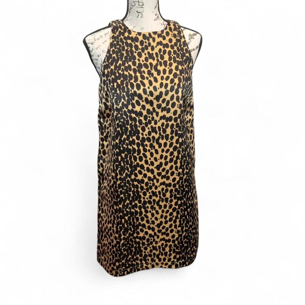 Future Collective Leopard Print Satin Shift Dress Mob Wife Recycled Midi XS